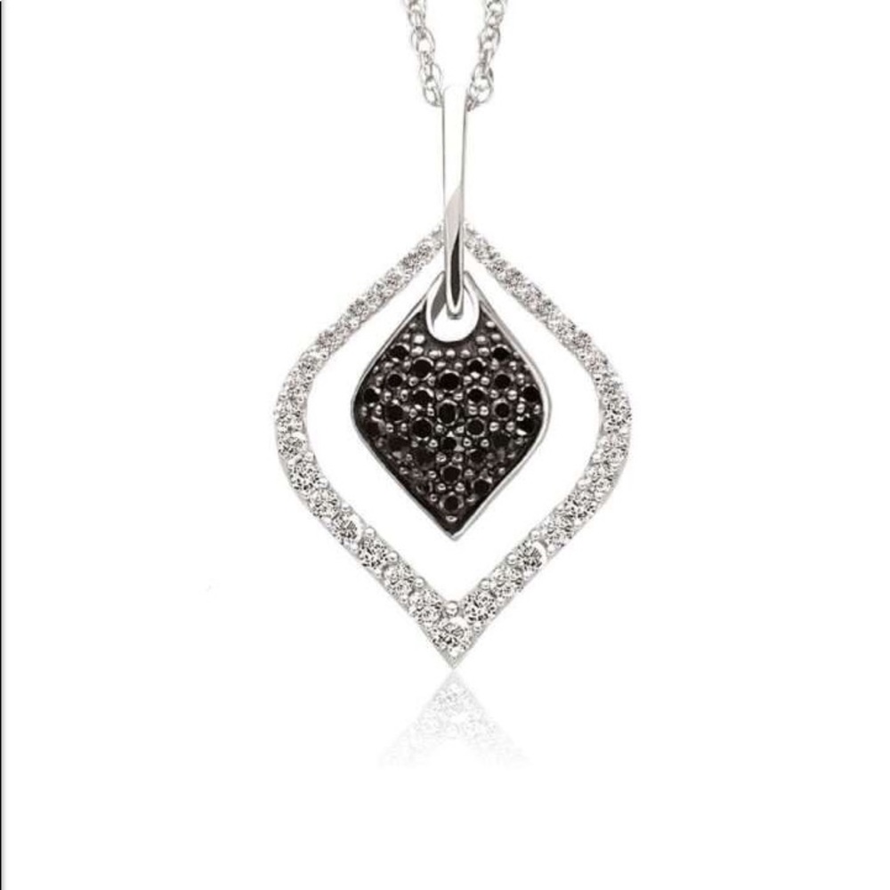 Black and White Double Dangle Pendant 1/2 ct. T.W.